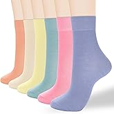 ATBITER Women's Thin Cotton Crew Socks - Soft Above Ankle Bootie Casual Dress Socks 6-Pairs