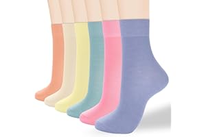 ATBITER Women's Thin Cotton Crew Socks - Soft Above Ankle Bootie Casual Dress Socks 6-Pairs