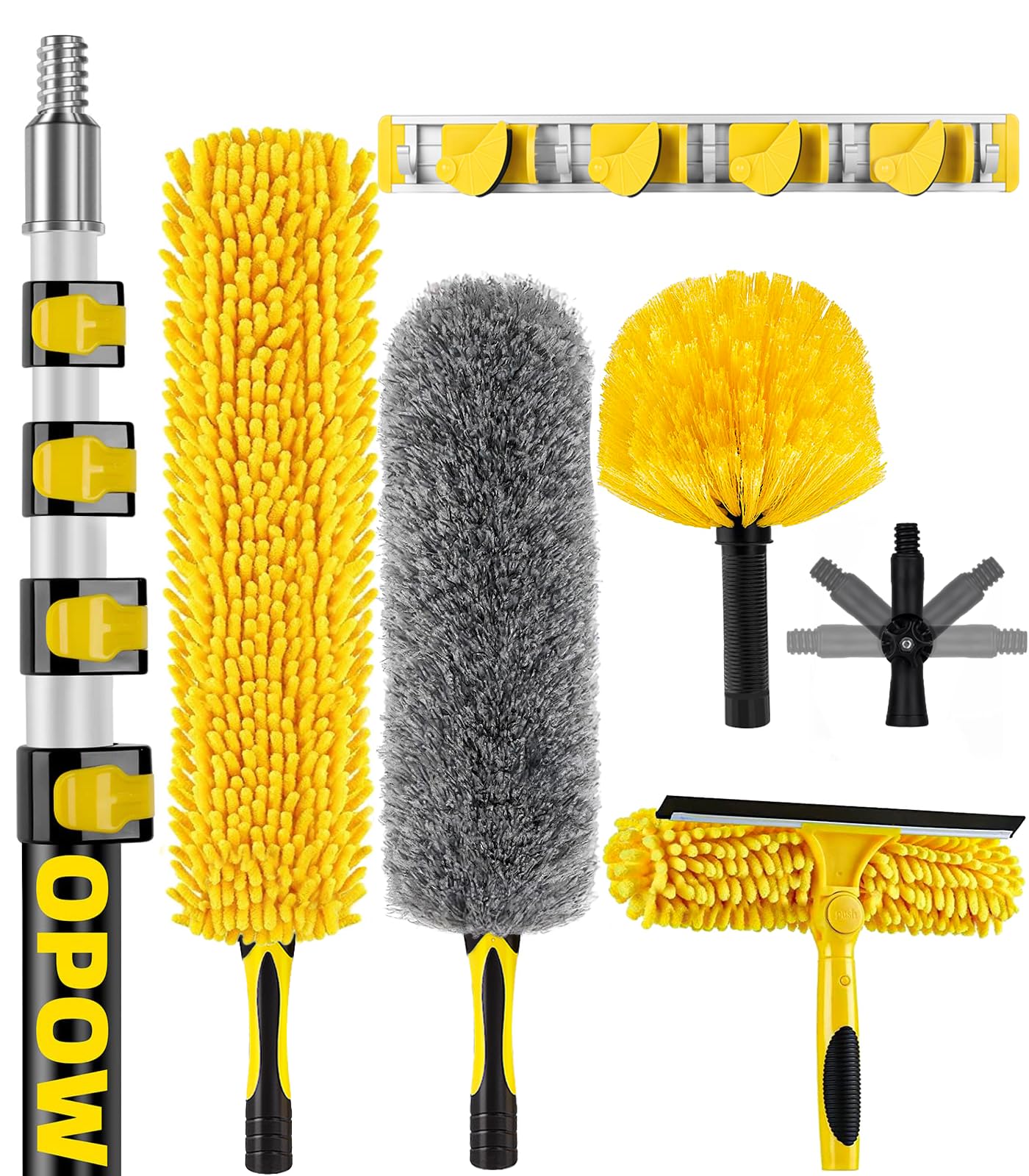 Photo 1 of 25 Foot High Ceiling Duster Kits with 5-18ft Heavy Duty Extension Pole, High Reach Duster for Cleaning,Microfiber Feather Duster,Cobweb Duster,Ceiling Fan Duster,Window Squeegee & Cleaner