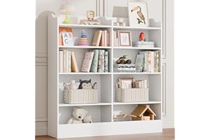 Cozy Castle Toy Storage Organizer, 5 Tier Kids Bookshelf, 10 Cube Toddler Bookcase Storage Cabinet for Playroom, Kids Room, Living Room, Nursery, Cubby, Kindergarten (White)