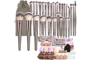 MAANGE Makeup Brushes 51 Pcs Makeup Kit, Multi-functional Makeup Tool Set with Makeup Brush Foundation Brush Make up Brushes Set Bag (Champagne)