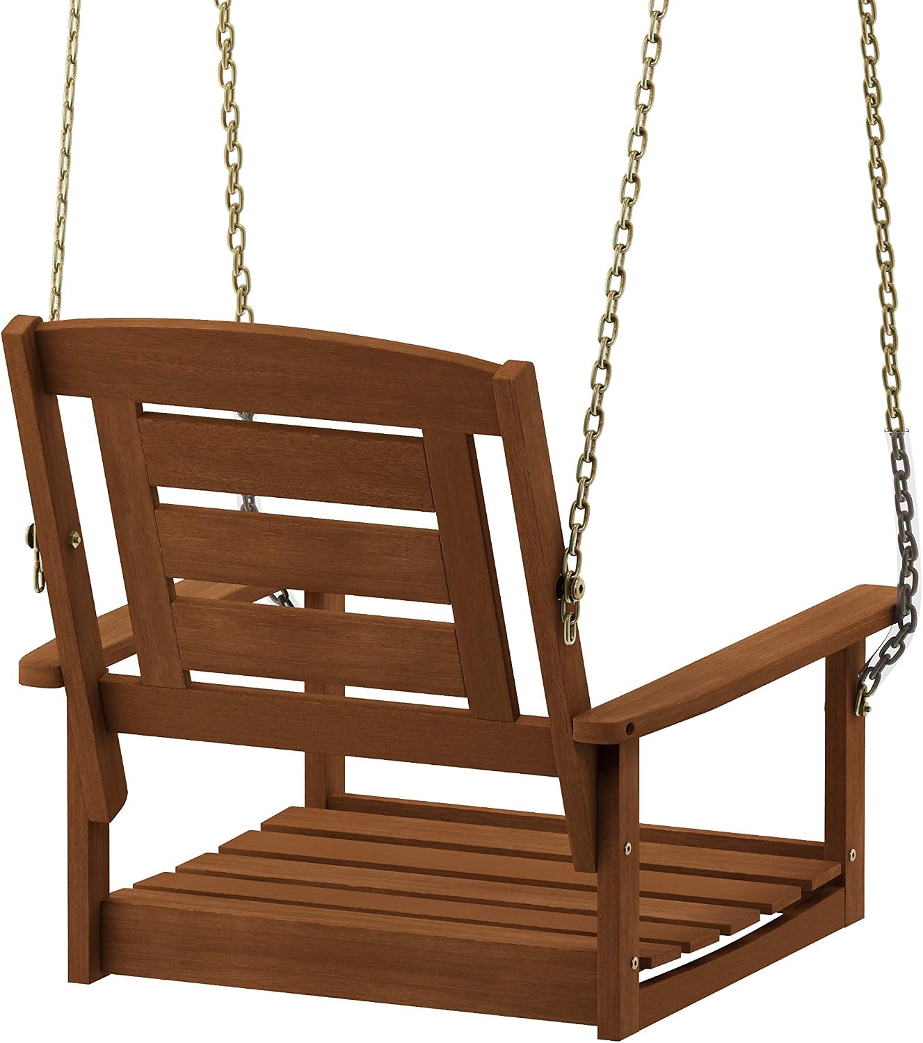 Furinno TIOMAN Porch Swing, Outdoor Single Hanging Wooden Swing with Chain, for Patio Garden, Porch, Natural - Image 5