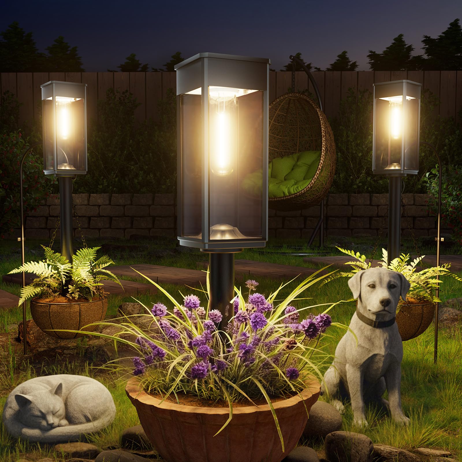 Photo 1 of ** VERY DIRTY** ALFIOT Solar Pathway Lights Outdoor, 4 Pack Bright Solar Lights Outdoor, IP65 Waterproof Solar Garden Lights Solar Powered Landscape Lighting for Yard Patio Walkway Driveway Pathway (Warm White)