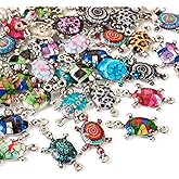 Cheriswelry 42pcs Sea Turtle Links Colorful Turtles Metal Dangle Pendants Alloy Enamel Connector Charms Cute Animal Bracelet Links 26.5x13.5mm for DIY Craft Necklace Jewelry Making