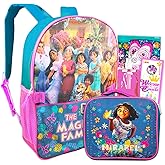 Encanto Backpack with Lunch Box Set- Bundle with 16" Encanto Backpack, Encanto Lunch Box, Water Bottle, Backpack Clip, Temporary Tattoos, More | Encanto Backpack for Girls