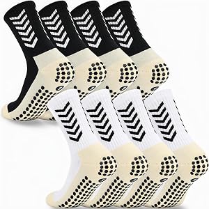 Sorfneo Men's Grip Socks Soccer 4 Pairs | Non Slip Socks, Moisture Wicking Grippy, Thickened Bottom Design, Football Basketba