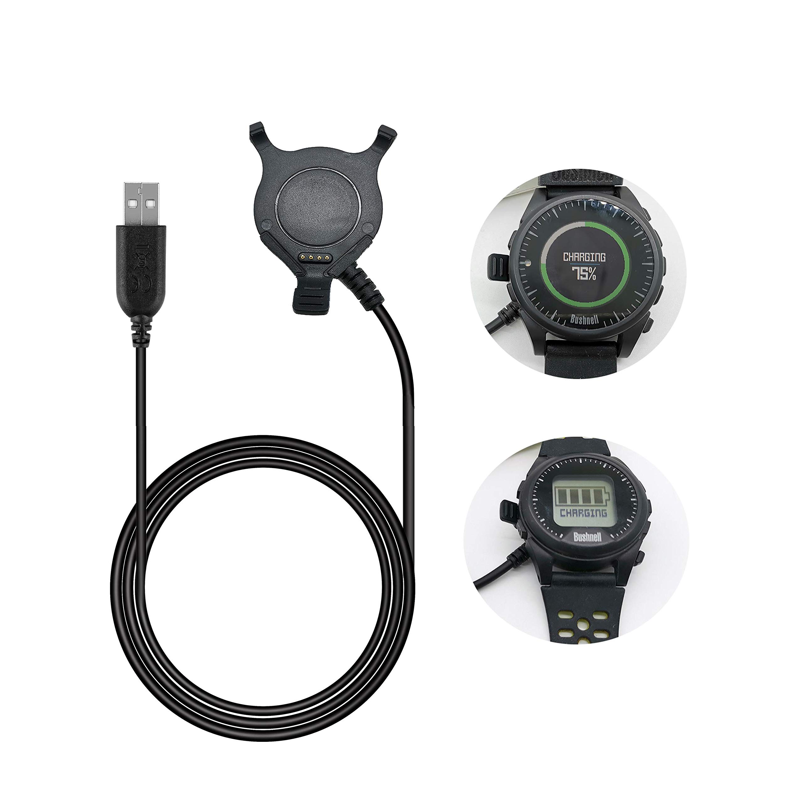 Replacement Charger Cable Cord Clip for Bushnell Excel, Neo Ion 1/2 Glof GPS Watch(Black)