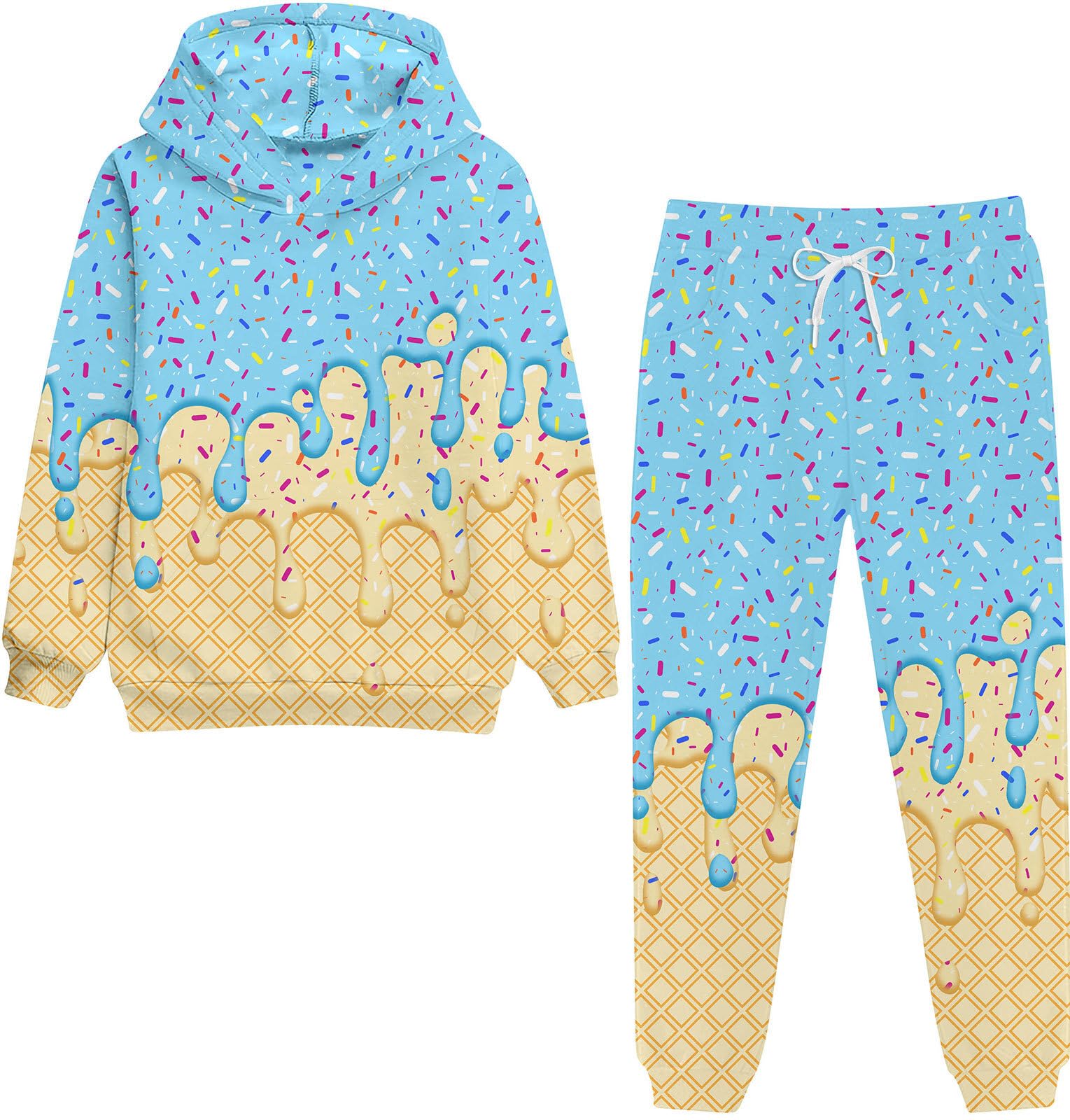 Photo 1 of **PANTS ONLY**
Move Dance Boys Clothes Size 10 Ice Cream Drip Sweatsuit Cool Sprinkles Waffle Cone Graphic 2 Piece Hoodies Sweatshirts and Sweatpants Size 9 Baseball Pant Sets Outfits
