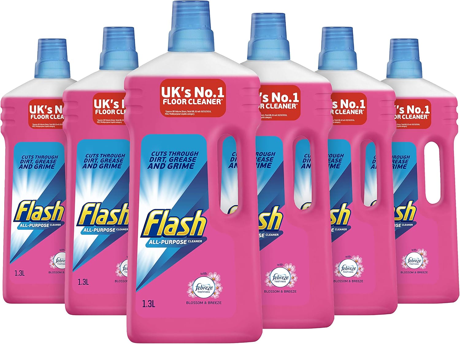 Flash All Purpose Multi Surface Cleaner, Floor Cleaner Liquid, Cherry Blossom, 7.8 Litres (1.3 L x 6), 1.3 l (Pack of 6)