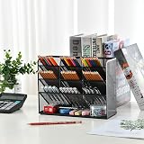 Marbrasse Mesh Desk Organiser Black 9 Compartments Pen Holder Rack view 3