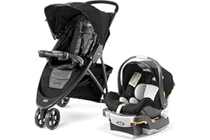 Chicco Viaro Quick-Fold Travel System, Includes Infant Car Seat and Base, Stroller and Car Seat Combo, Baby Travel Gear, Apex/Black