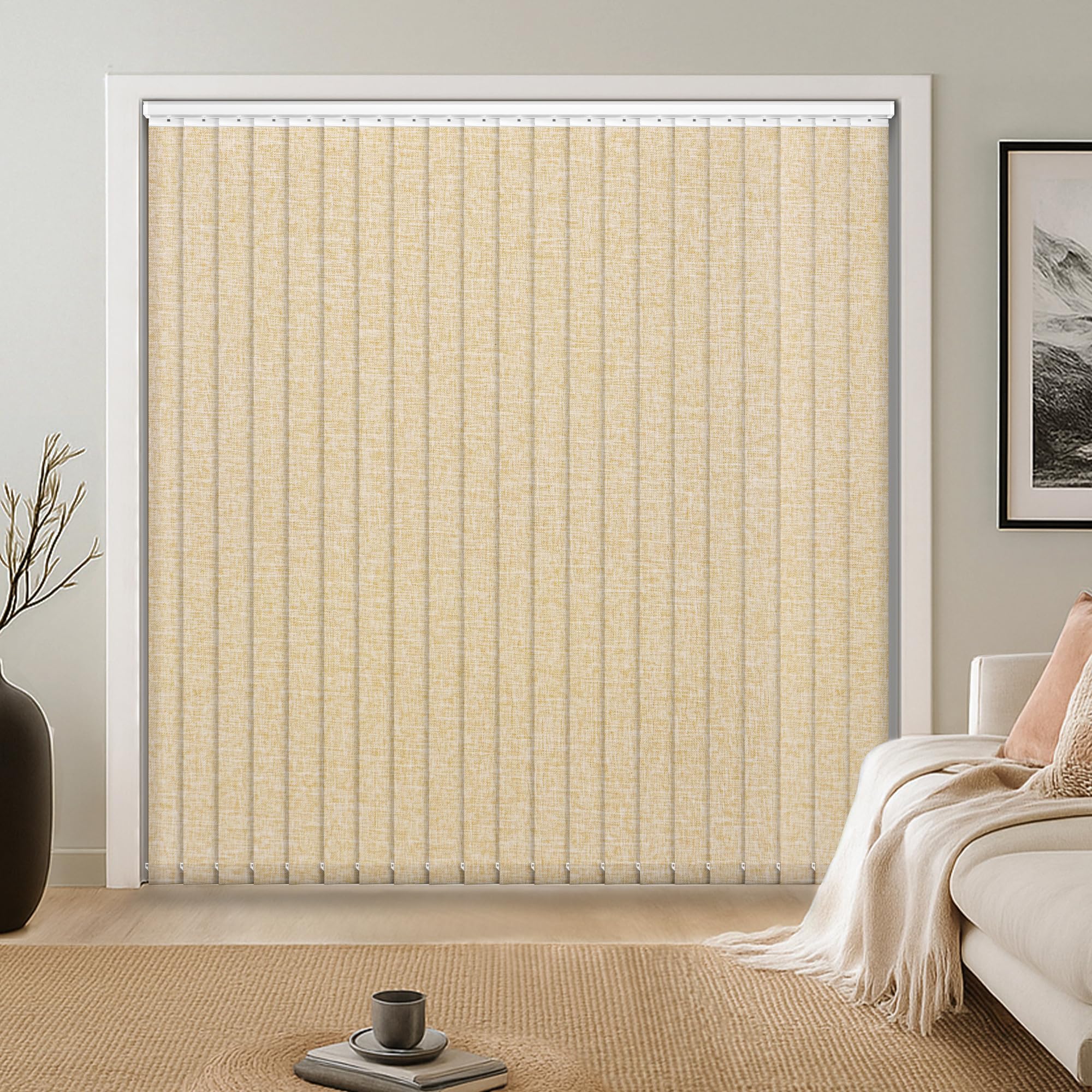 Photo 1 of LazBlinds Room Darkening Vertical Blinds Replacement Slats – Polyester Fabric for Sliding Glass Door, Patio & Windows, 82.5"x3.5", 25 Pack, Beige