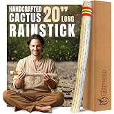 Africa Heartwood Project 20" Cactus Rainstick from Chile - Authentic Handcrafted Rain Stick Musical Instrument with Rasta Yarn Wrap and Durable Sealant