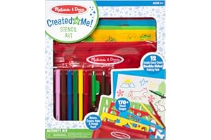 Melissa & Doug Created by Me! Stencil Art Coloring Activity Kit in Storage Pouch - 170+ Designs, 6 Markers, 2 Crayons, Paper 