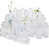 Glass Bud Vases Set of 20, Living Bud Vases, Small Bud Vase in Bulk, Mini Flowers Vases for Centerpiece, Vintage Decorative Vase Set for Table Decorations, Wedding Reception, Home Decor (Clear)