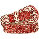 SUOSDEY Men Women Cowboy Rhinestone Belt Western Cowgirl Bling Sequins Diamond Shiny Studded Belt for Jeans