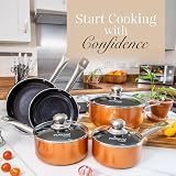 Nuovva Non Stick Pots and Pans Set Copper Induction 8pc with Lids view 9