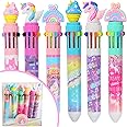 YOYTOO Multicolor Ballpoint Pen 0.7 mm, 10-in-1 Colored Pens Fine Point Retractable Cute Cartoon Unicorn Ballpoint Pens for Office School Students Kids Christmas Gift, 6 Pack