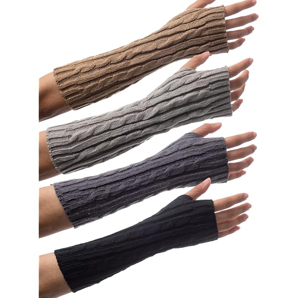 SATINIOR 5 Pairs Arm Warmer Long Fingerless Gloves Knit Open