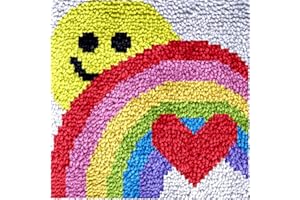 PUZAMEN Latch Hook Rugs Kits for Kids Adults Beginners, Dinosaur Owl Smile Star Sunflower Dog Panda Small Large DIY Latch Hook Rug Making Kit for Girls and Boys (A03, 12 * 12IN)