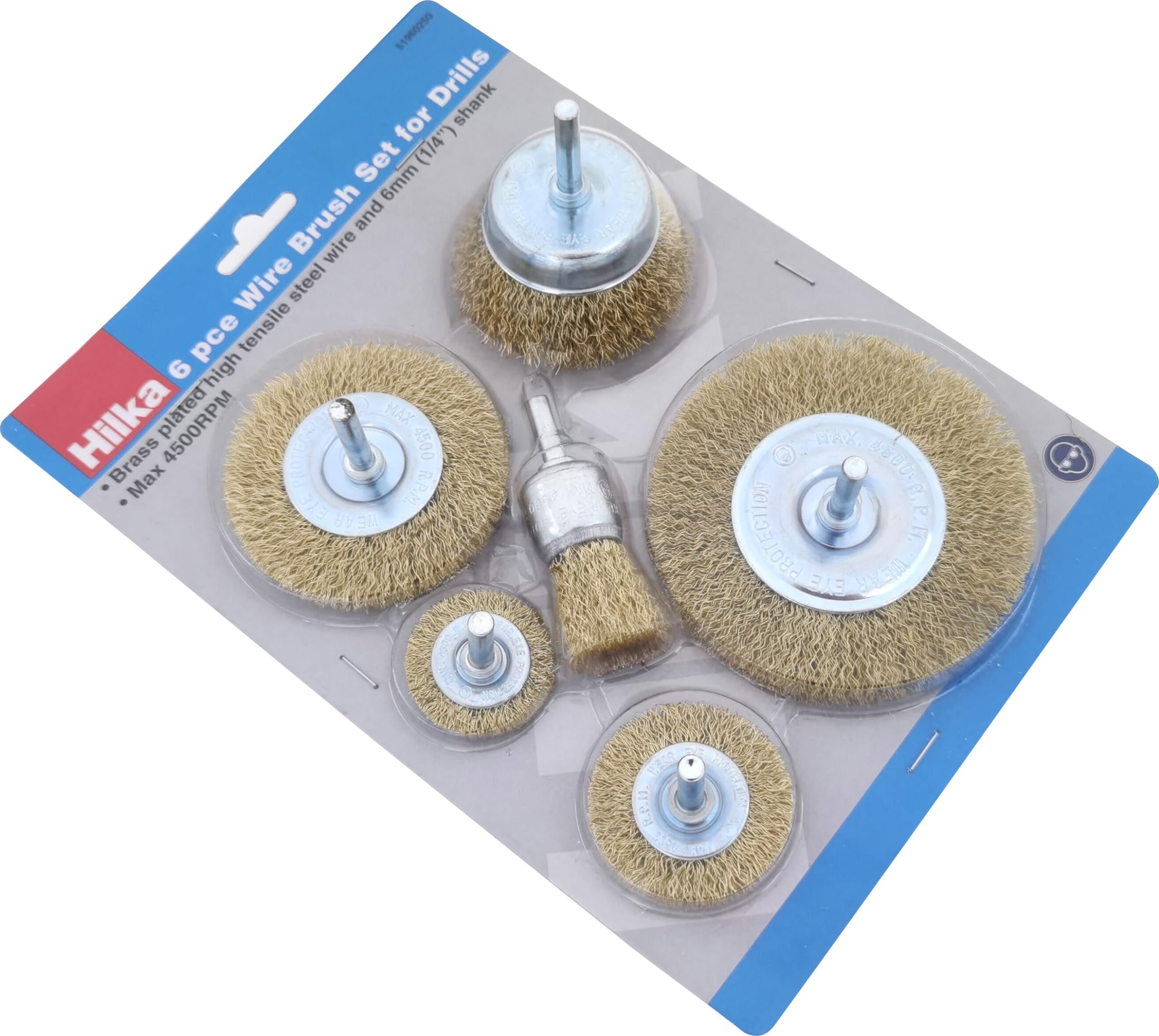 Hilka 51960250 6 pce Wire Brush Set for Drills