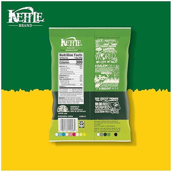 KETTLE BRAND POTATO CHIPS, KRINKLE CUT, DILL PICKLE KETTLE CHIPS, SNACK BAG 2 OZ