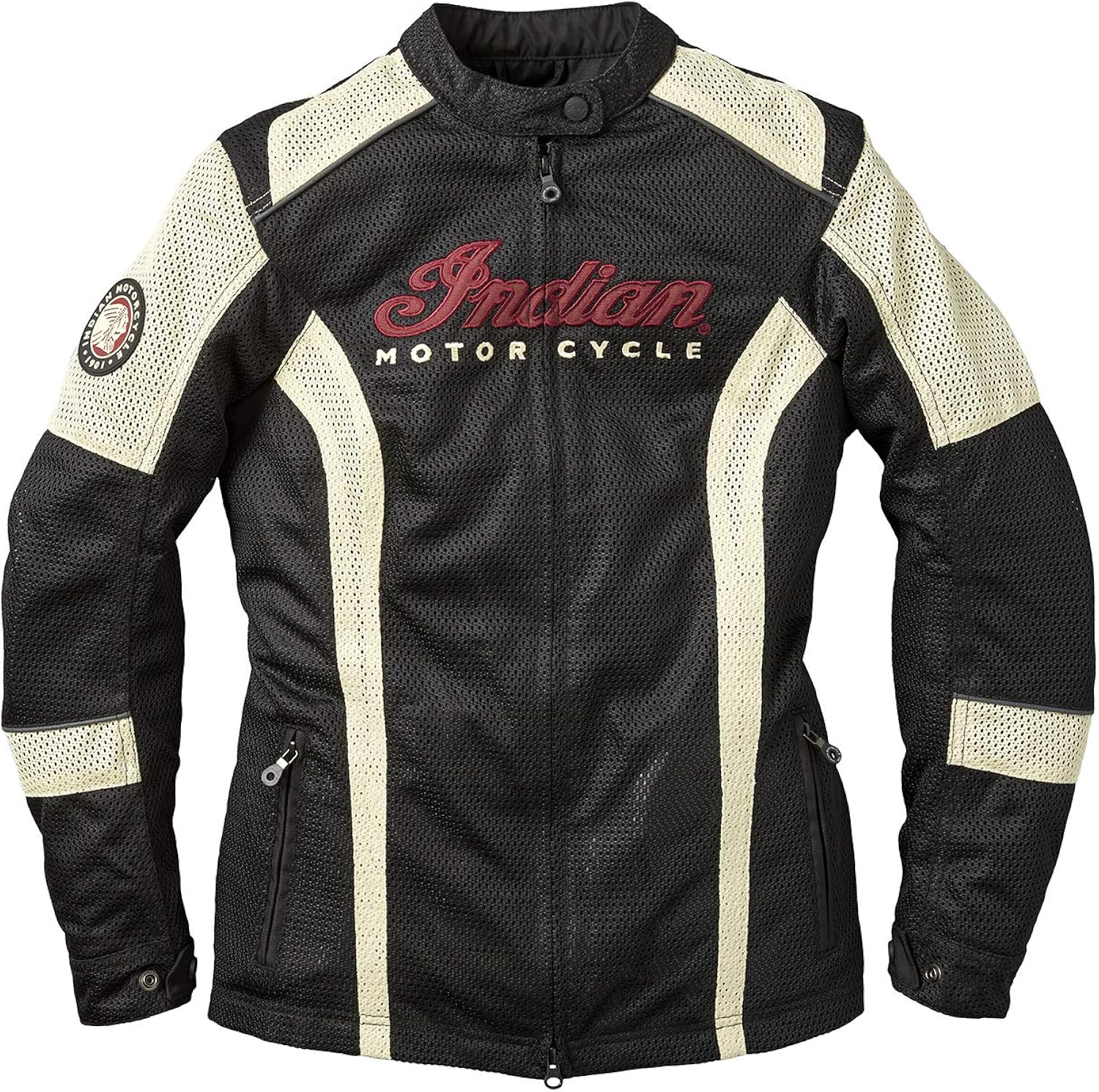 Amazon Com Indian Motorcycle Women S Mesh Lightweight Riding Jacket With Removable Lining Black White L Clothing