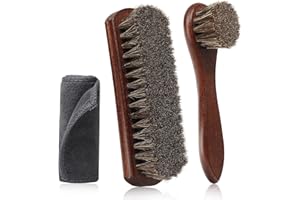 3pcs 100% Horse Hair Shoe Brush Kit Shoe Shine Kit Beech Wood Leather Care Set Suede Boot Cleaner Polish Applicator Dauber Bu