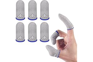 JWH Ultra-Thin Silver Fiber Gaming Finger Sleeves,White Thumb Sleeves Mobile Gaming Cots,6 Pack Gaming Finger Gloves for PUBG,Tightly Woven Wire,Silky and Sweat-Proof,Fundas para Dedos Gamer