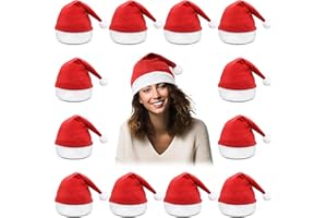 12/24 Pcs Santa Hats Adult,Christmas Hats for Adults bulk,Large Non-Woven Classic Santa Claus Hats for Holiday Party Red/Blue
