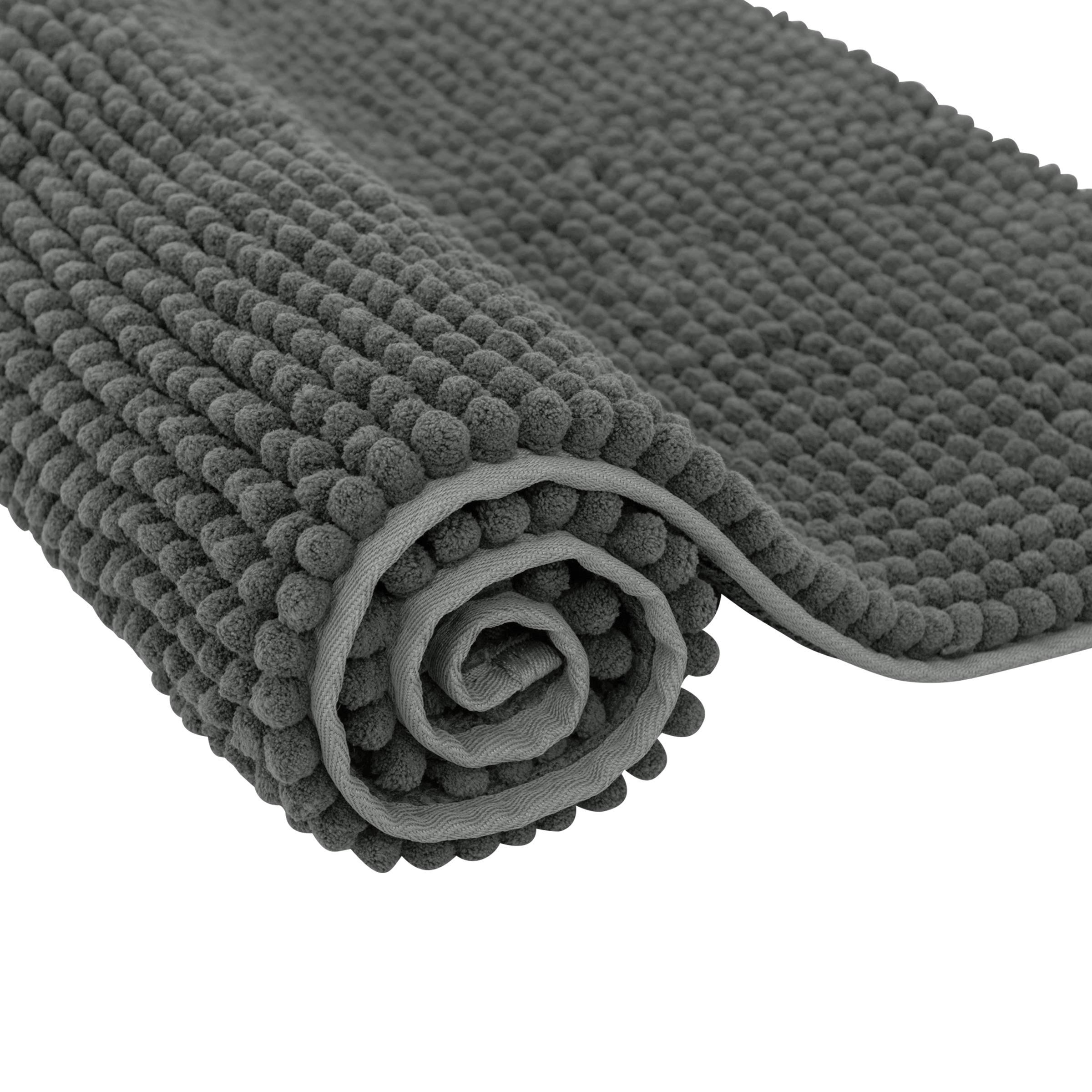 SU SUBRTEX Mat Soft Short Plush Bath Rugs for Bathroom,Chenille (Grey,40×60cm)