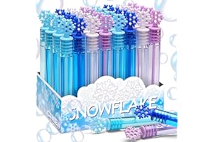 CAWIEW 32 Pcs Snowflake Bubble Wand Bulk for Kids, 4 Color Mini Snowflake Party Favor, Valentine's, Goody Bag Stuffers, Classroom Exchange Prizes, Birthday Gift, Pinata, Winter Themed Toy for Girl Boy