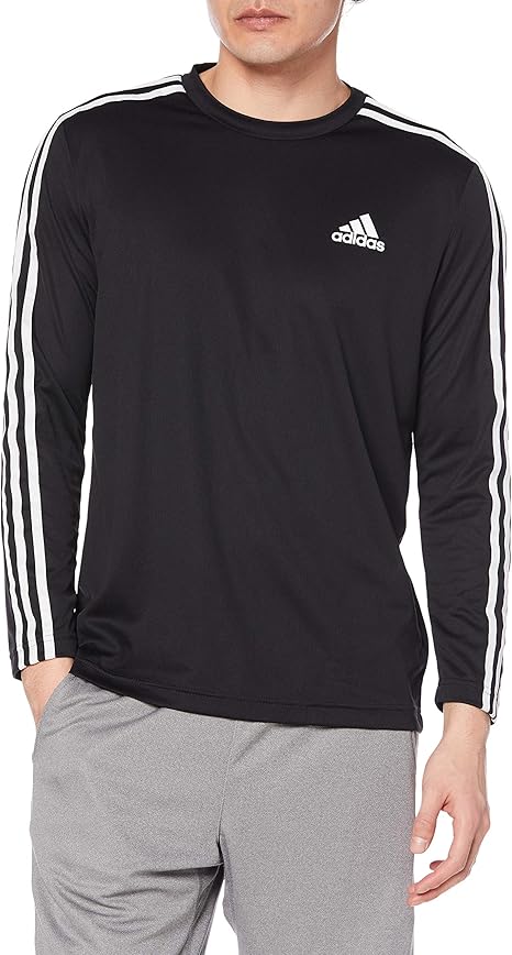 Amazon アディダス 長袖 Tシャツ アディダス デザインド トゥ ムーブ エアロレディ 3ストライプス 長袖tシャツ メンズ フィットネス トレーニング シャツ 通販