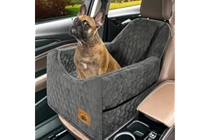 MELAFA365 Dog Car Seat for Small/Medium Dogs, Memory Foam Dog Booster Seat, Travel Safety Per Car Seat with Washable Removable Cover, Storage Pockets for Dogs up to 35 lbs(Gray)