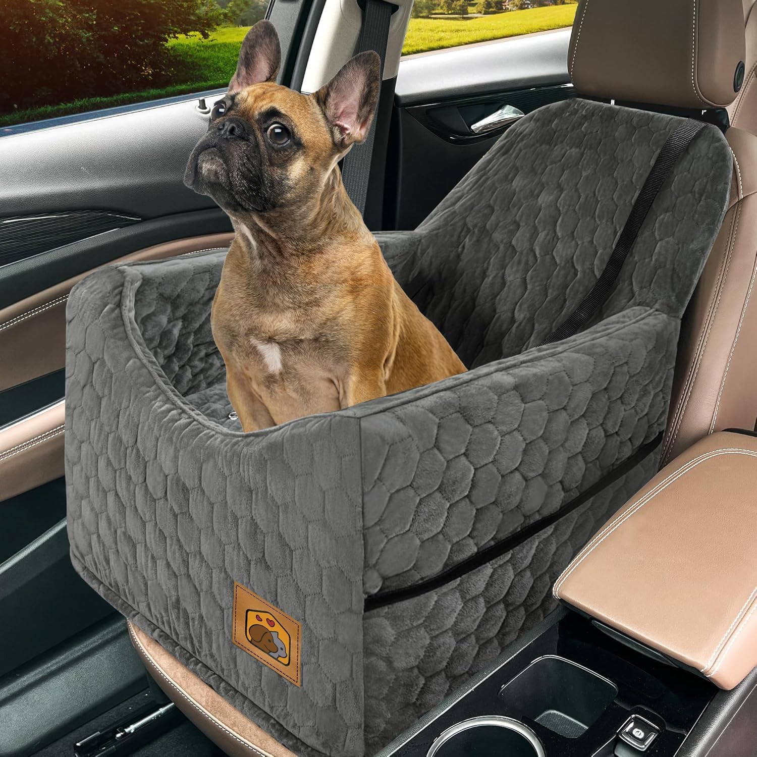Photo 1 of Dog Car Seat for Small/Medium Dogs, Memory Foam Dog Booster Seat, Travel Safety Per Car Seat with Washable Removable Cover, Storage Pockets for Dogs up to 35 lbs(Gray)