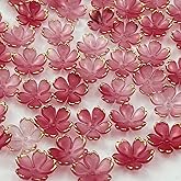 YHYPOCI 100pcs Acrylic Flower Beads, 19mm Cherry Blossom Plastic Gradient Flower Spacer Beads for DIY Crafts Bracelet Necklace Earrings Jewelry Making(Red)