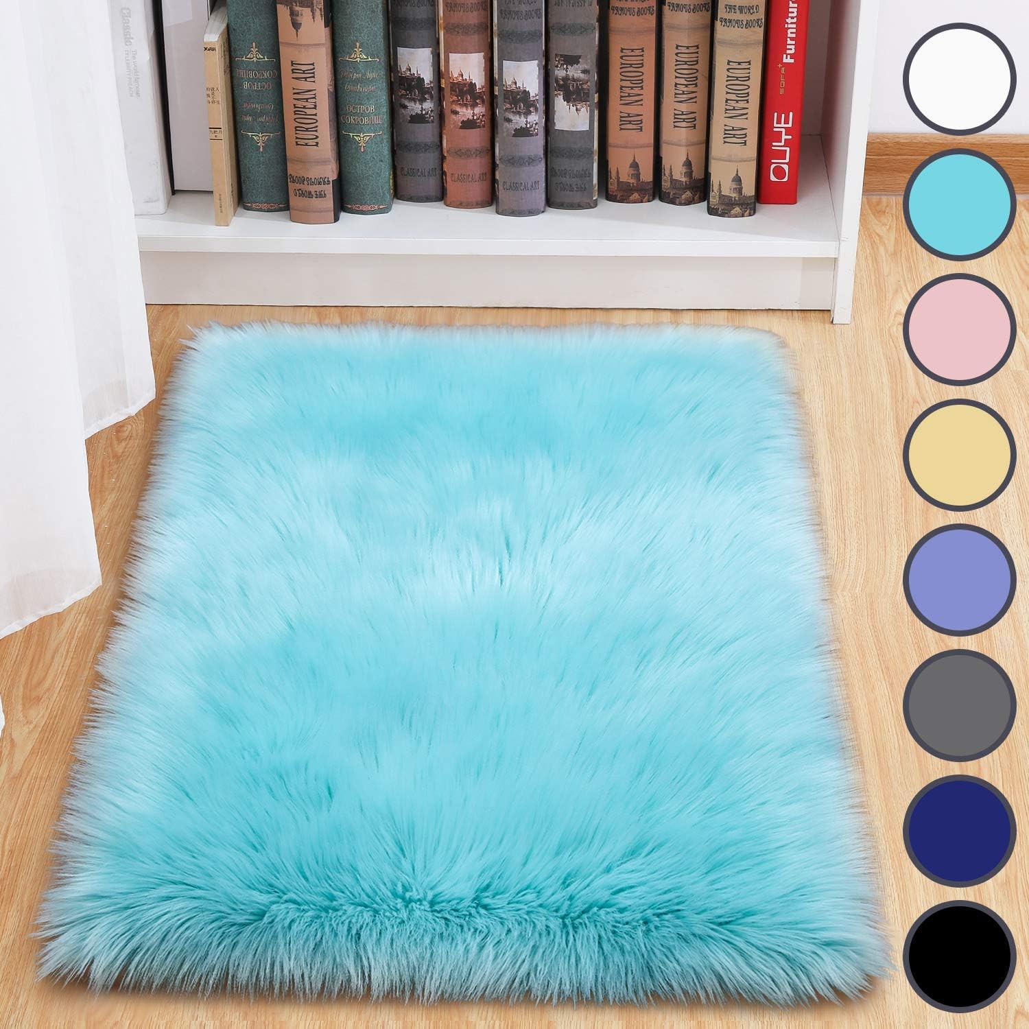 Junovo Luxury Plush Faux Sheepskin Area Rug Fluffy Faux Fur