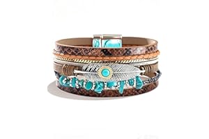 Long tiantian Western Bracelets for Women Boho Leather Wrap Bracelets Turquoise Beaded Bracelet Western Jewelry Country Concert Outfits