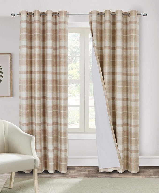 Alexandra Cole Plaid Curtains for Bedroom Living Room