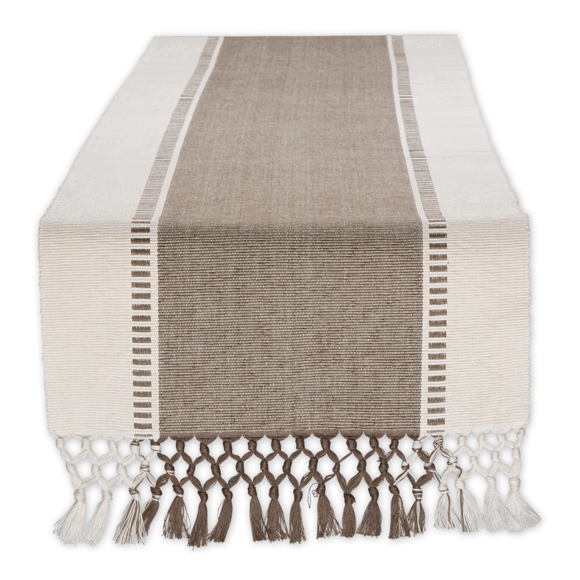 DII Dobby Stripe Woven Table Runner, 13 x 72-inch, Brown