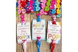 ORIENTAL CHERRY Valentines Day Gifts for Kids - Set of 24 Valentine Cards with Heart Pop Bracelets - Bulk Sensory Fidget Toys for School Classroom Gift Exchange - Valentine's Day Party Favors for Toddlers Girls Boys