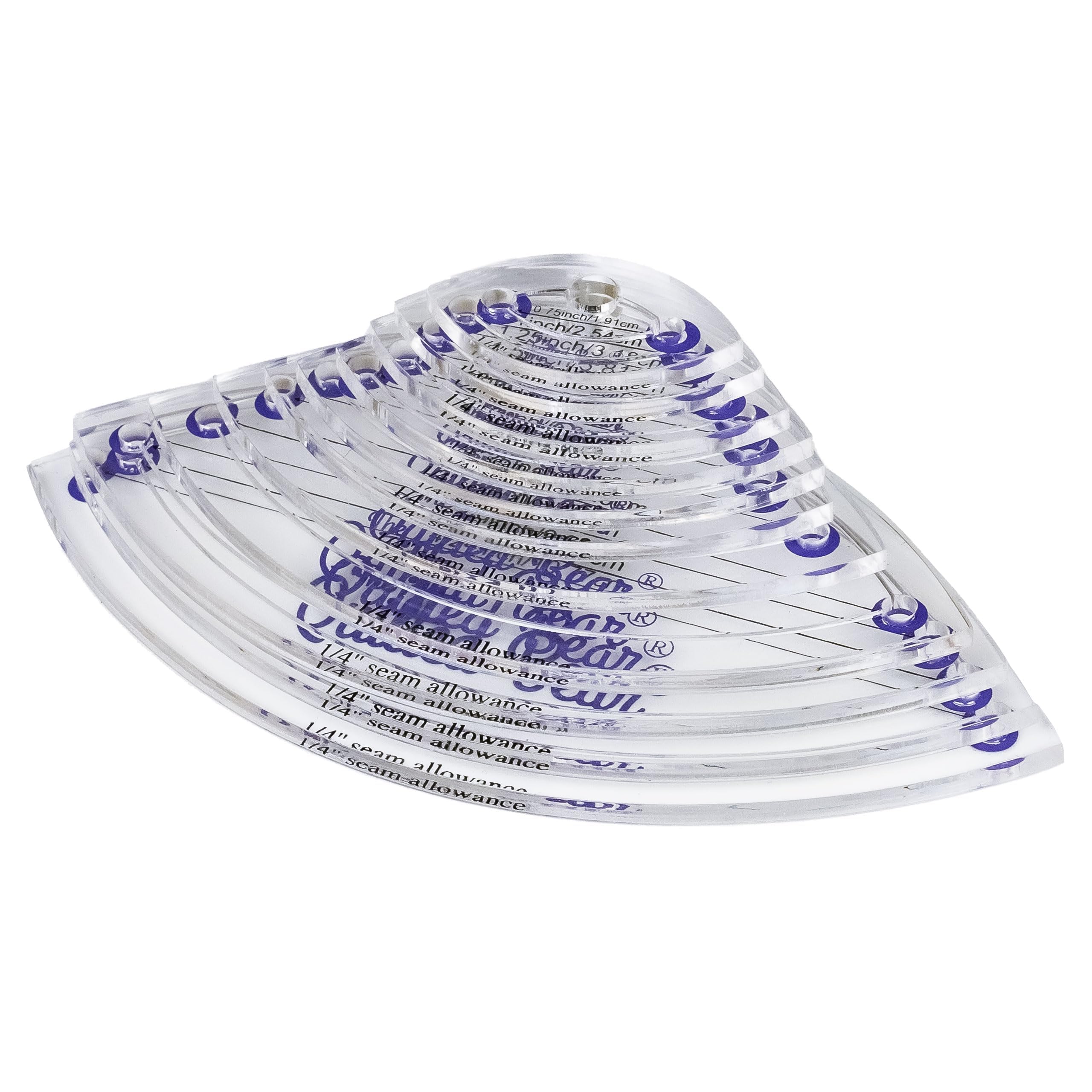 The Quilted Bear Leaf Quilting Templates - Set of 8 Non-Slip Clear Acrylic Patchwork Quilt Templates, Quilting Accessories for Patchwork, Dressmaking and Sewing (3/4 inch - 4.24 inches)