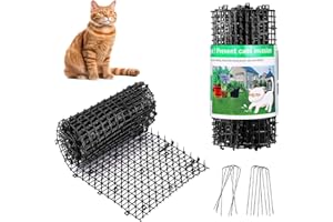 6.5FT/2M Cat Scat Spike Mat, Pet Deterrent Spikes Prickle Mat with 8 Garden Staples, Plastic Kitten Scat Mats, Animals Prickl