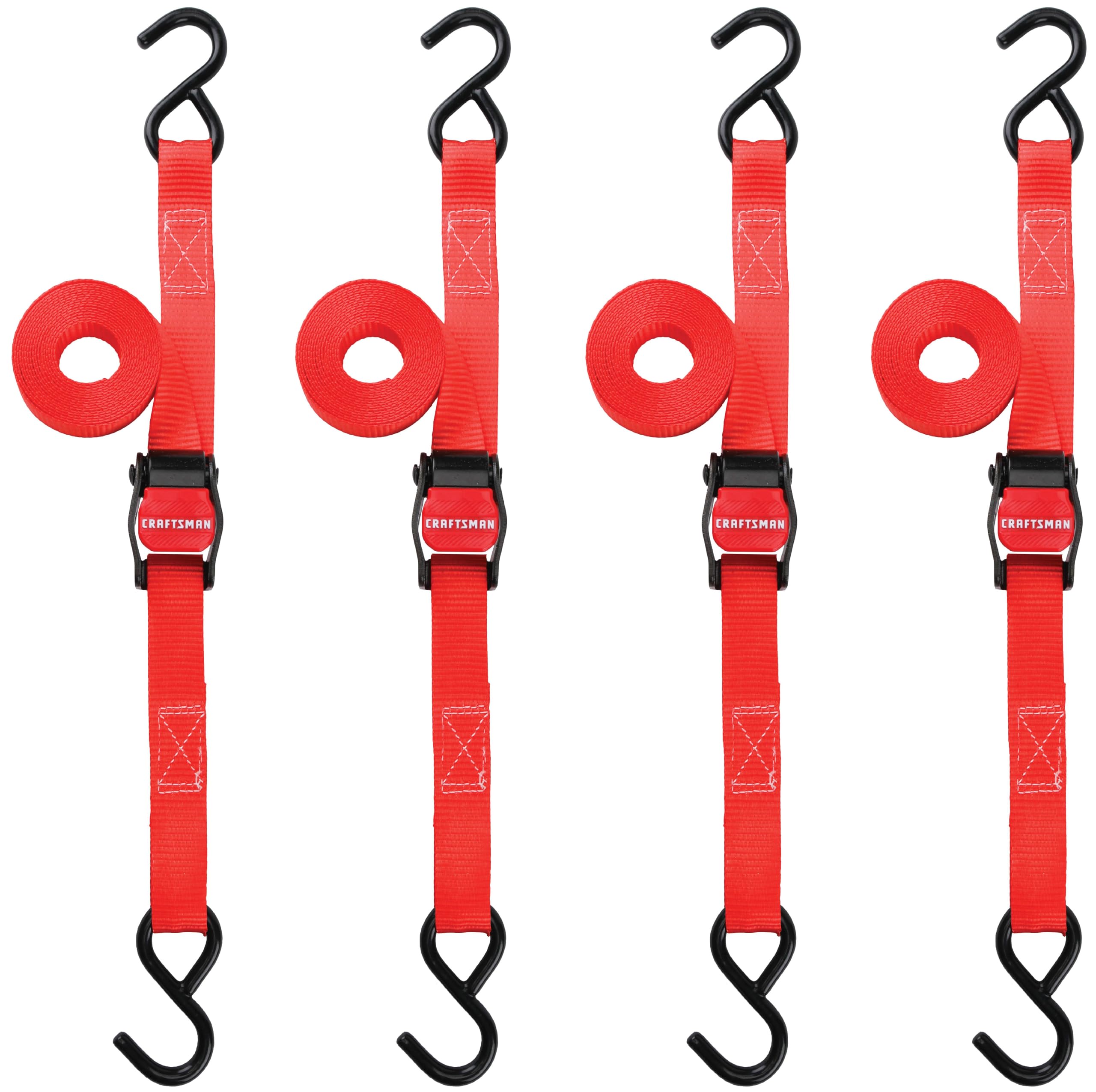 Photo 1 of CRAFTSMAN CMXAZBS9014 Black/Red 1" x 10' Cam-Buckle Straps - Light-Weight Duty (900 Lb Break Strength), 4 Pack