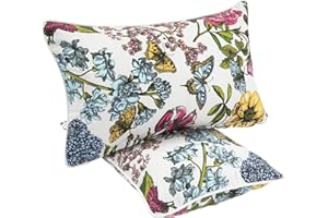 FUNHOME Water Resistant Outdoor Lumbar Pillows for Patio Furniture,12x20 Inch Decorative Pillows Set of 2 with Insert,Hidden Zipper Headrests for Sofa Couch Chair(Butterfly Flower)