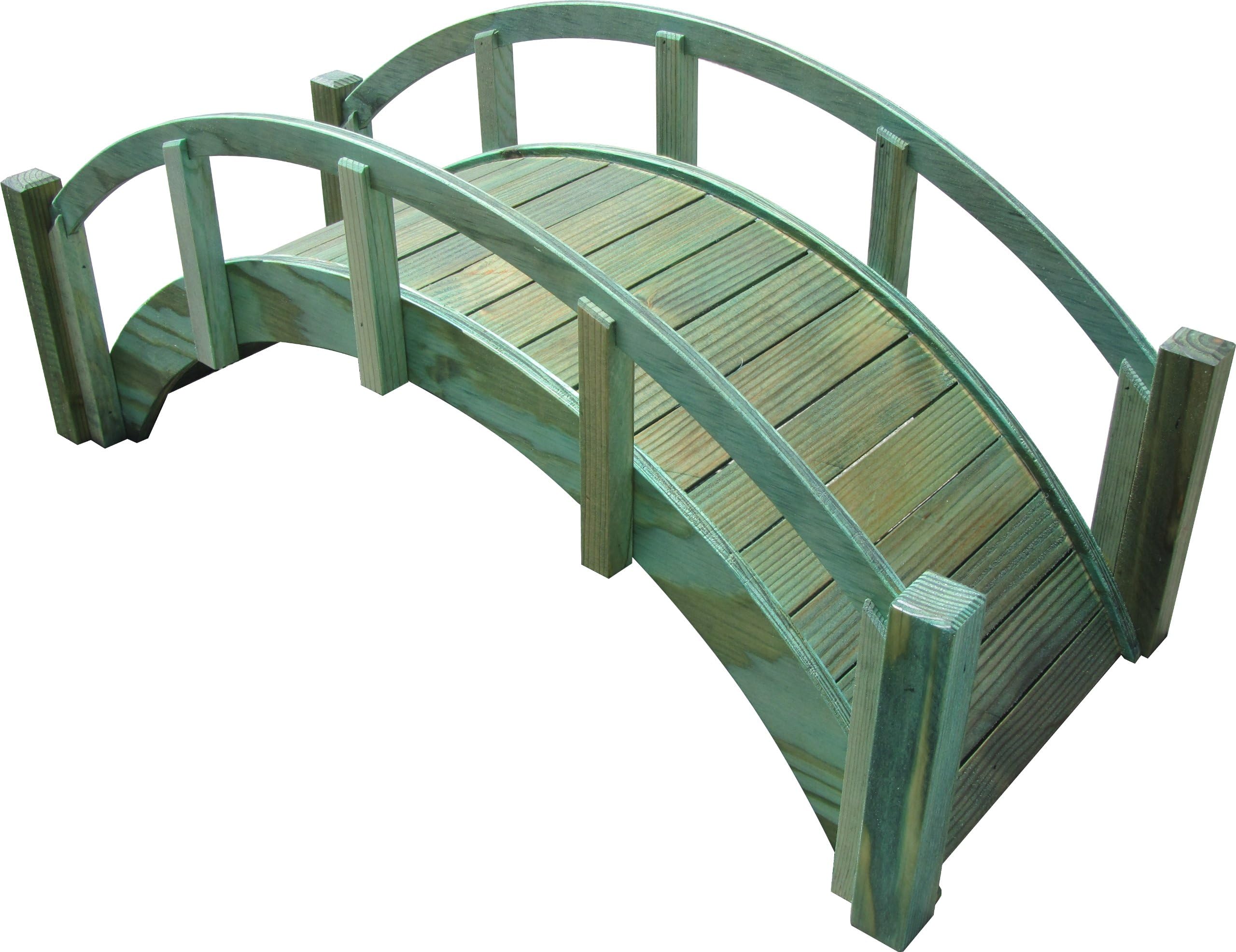 SamsGazebos Miniature Japanese Treated Wood Garden Bridge, 29-Inch, Green