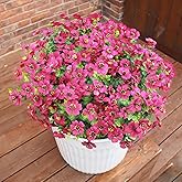 BCBLF Faux Flowers for Outdoor Planters, Artificial Flowers for Outdoors, 12 Bundles Outdoor Flowers Uv Resistant, Artificial Flowers for Decoration, Red, Silk Faux Spring Flowers for Outside
