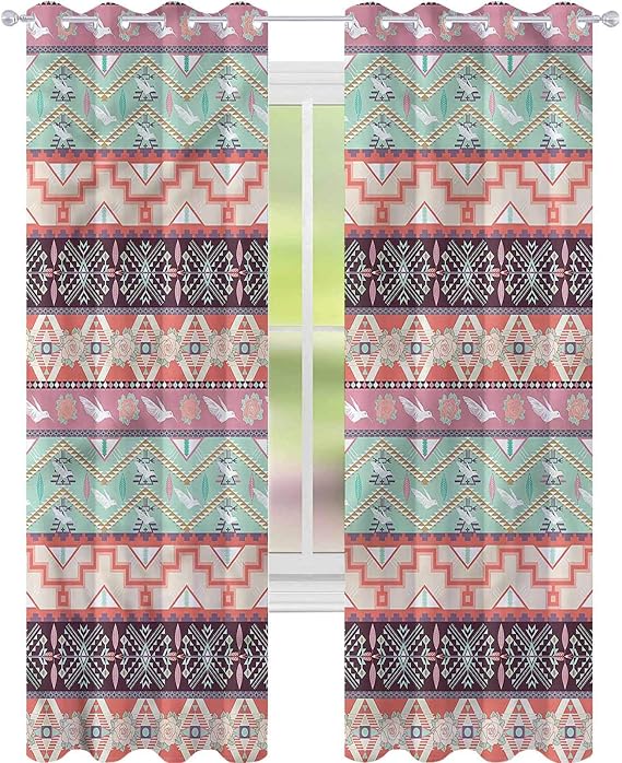 YUAZHOQI Blackout Curtains for Bedroom Aztec Tender Spring Theme Birds