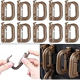 XTACER Tactical Multipurpose Small D-Ring Locking Hanging Hook Tactical Link Snap Keychain Button Release for Molle Webbing (Set of 10)