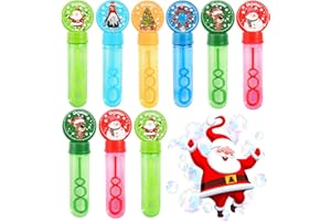 RITASTAR Cartoon Bubble Toys for Kids,Small Bubble Wands Bulk,9 Pack Mini Bubble Sticks with Bubble Solution for Holiday Birthday Party Favors,Classroom Prizes,Outdoor Activity(Xmas Santa,Tree,Elf,Elk,Snowman)